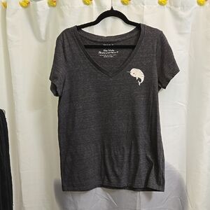 Gray V-Neck T-Shirt with Narwhal Design